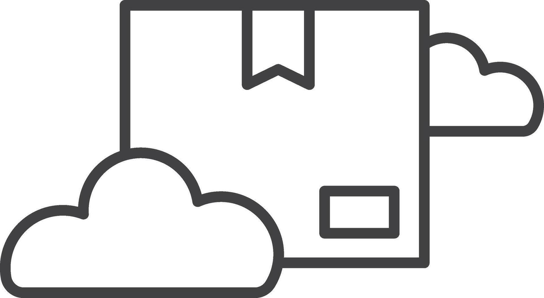 doos in wolken vector icoon, wolk computergebruik, laten vallen Verzenden, internet levering, zwart lijn kunst stijl.