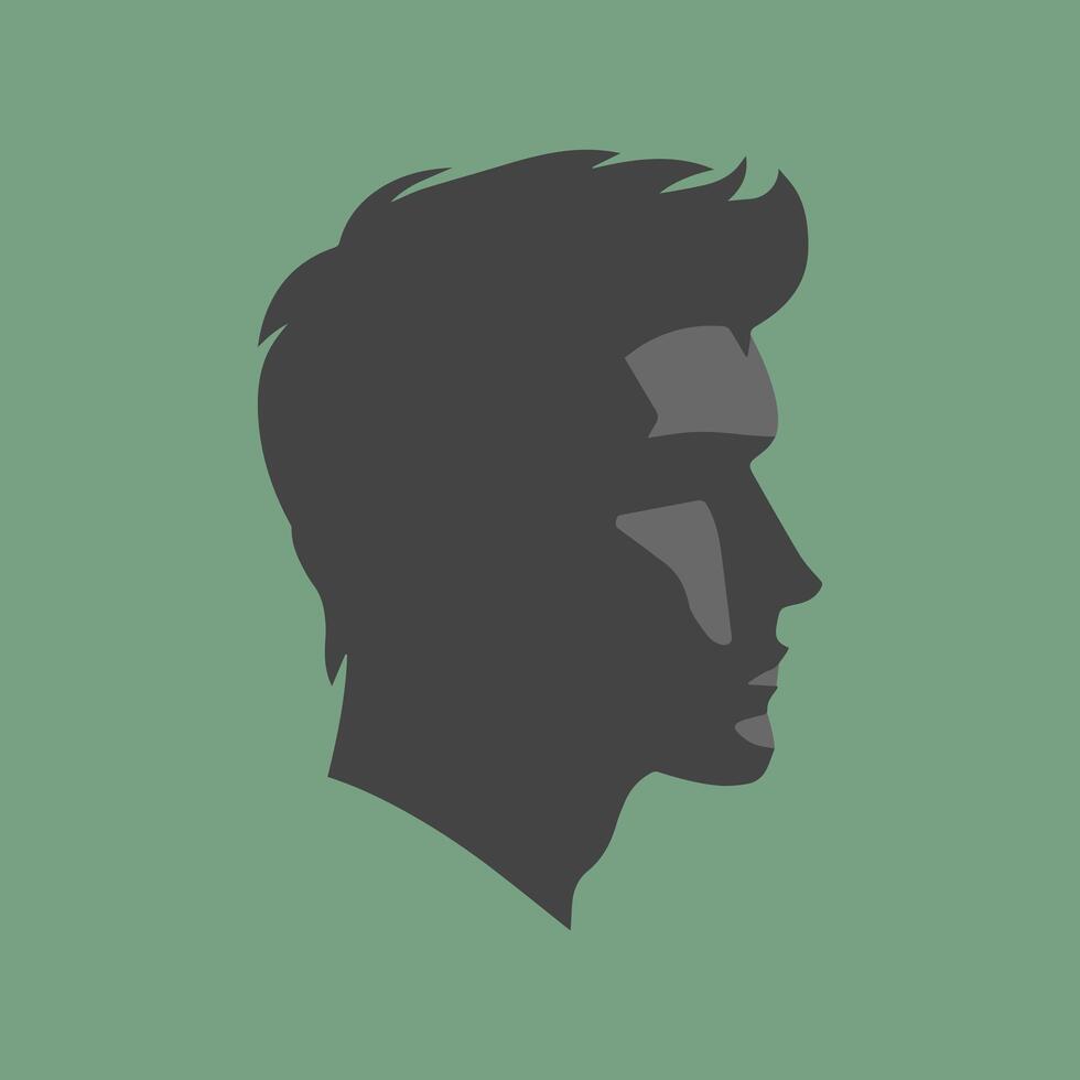 Mens hoofd logo silhouetten. met vlak kant gezicht ontwerp. geïsoleerd vector icoon