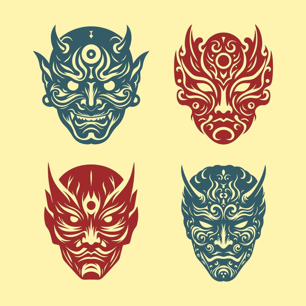 illustratie vector kunst van shinigami masker patroon illustratie. perfect voor tatoeëren en t-shirt ontwerp.