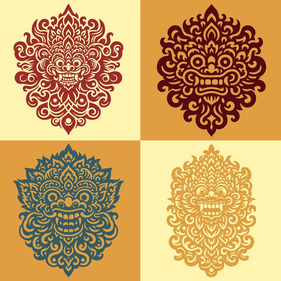 illustratie vector kunst van barong Bali illustratie patroon. perfect voor traditioneel bedrijf logo ontwerp.