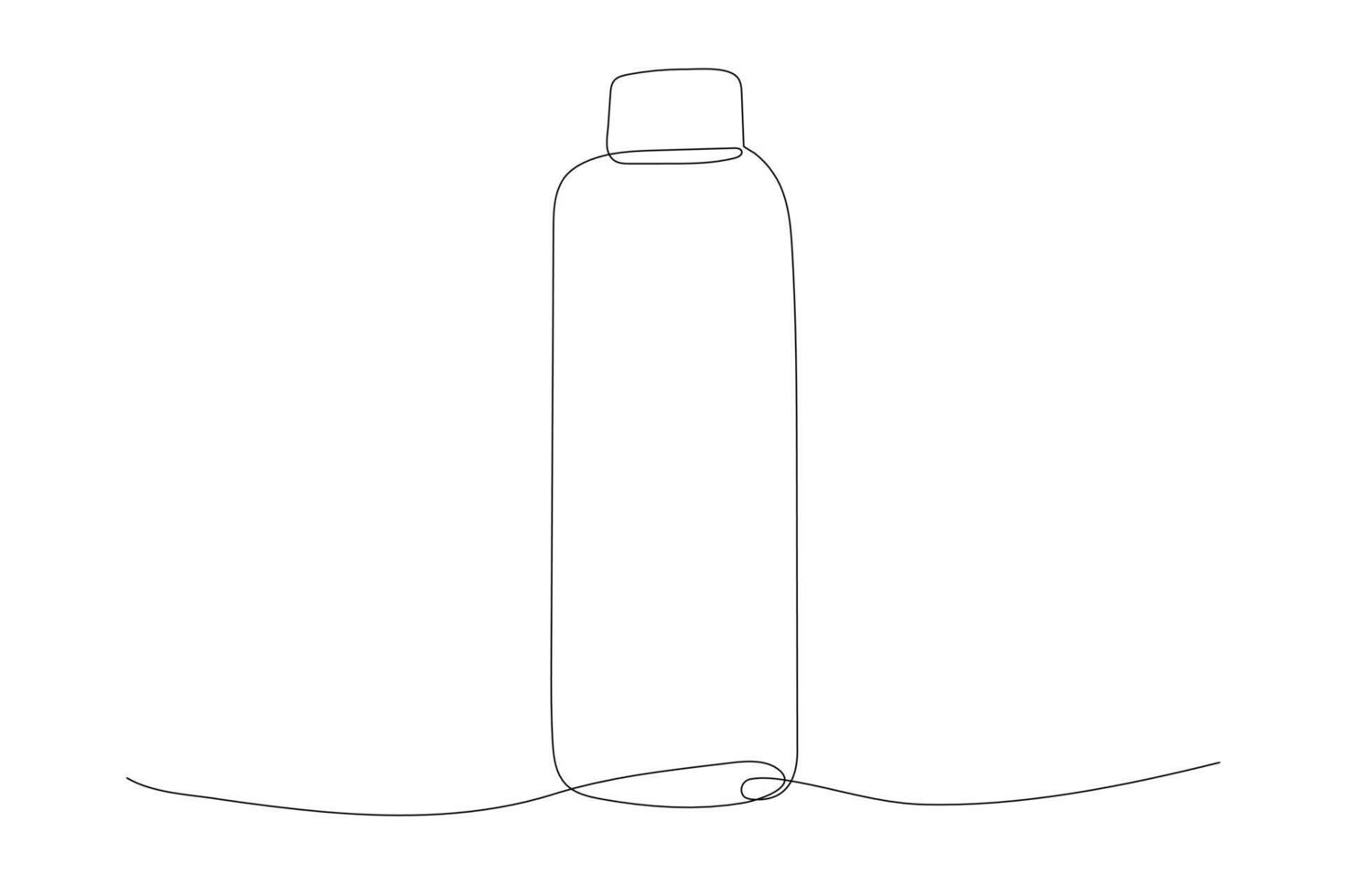 single doorlopend lijn tekening van drinken Aan plastic fles. modern een bewerkbare beroerte hand- getrokken ontwerp voor cafe, winkel of voedsel levering onderhoud. vector