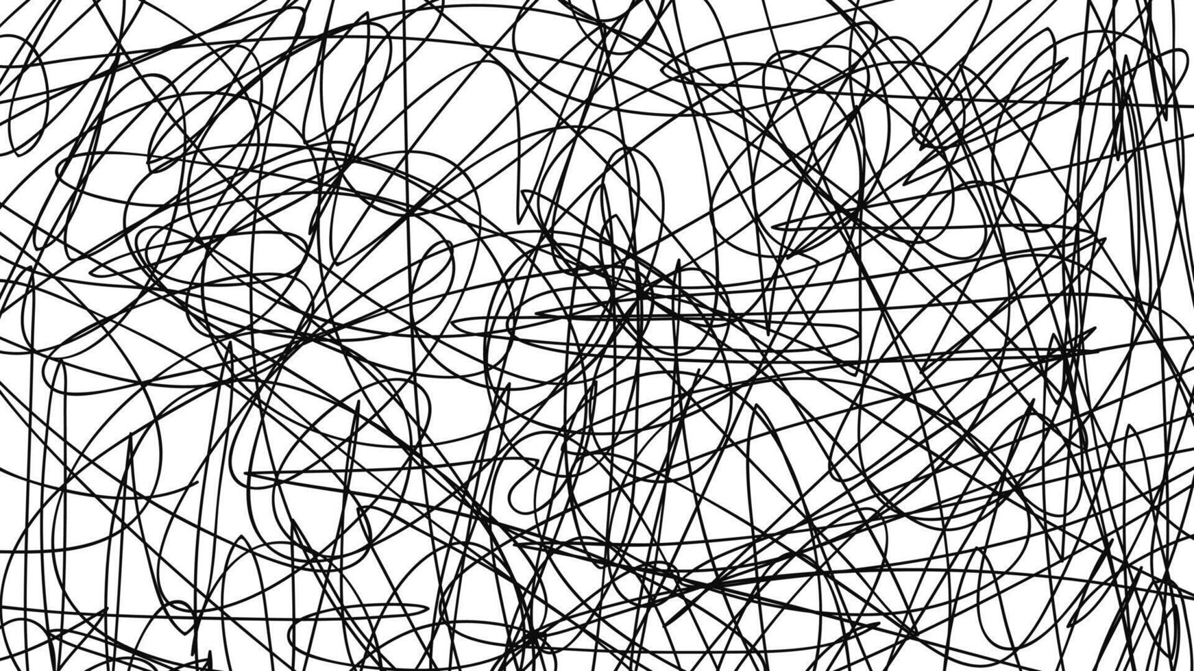 abstract hand- getrokken kattebelletje tekening chaos patroon structuur geïsoleerd Aan wit achtergrond. zwart en wit illustratie vector
