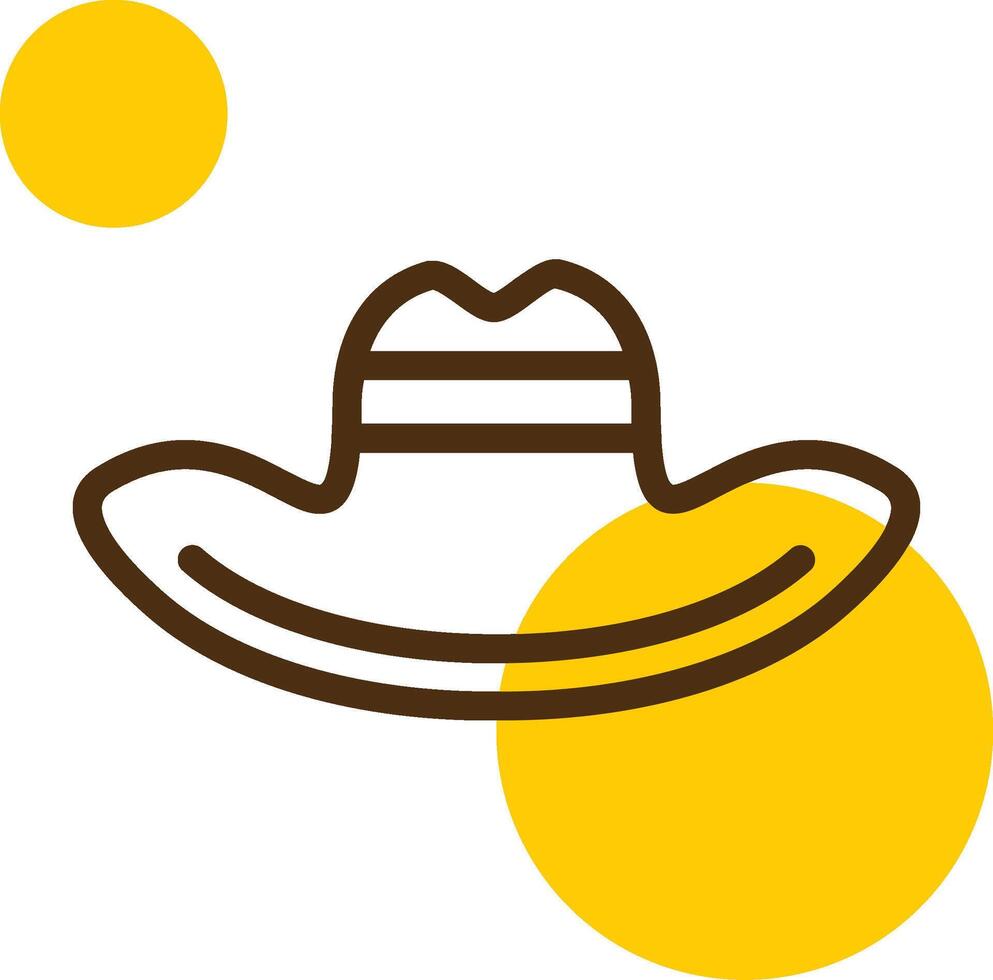 cowboy hoed geel lieanr cirkel icoon vector