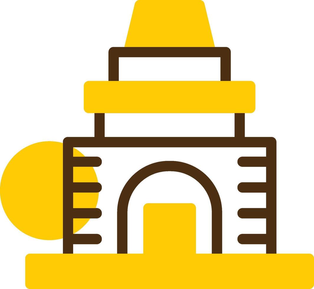 tempel geel lieanr cirkel icoon vector