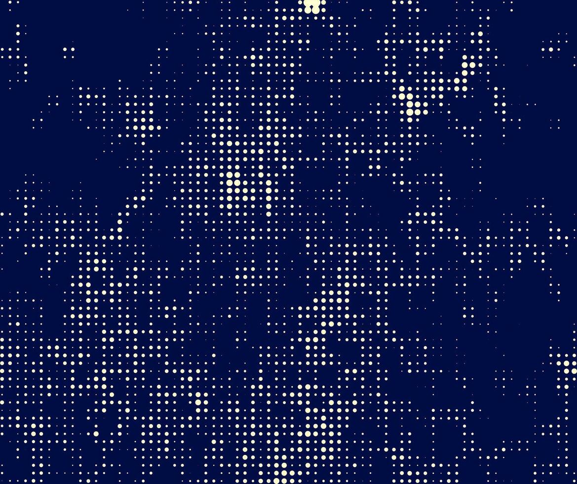 een blauw en wit punt patroon Aan een donker achtergrond, abstract technologie achtergrond met halftone punt, verstuiven textuur, binair structuur vector