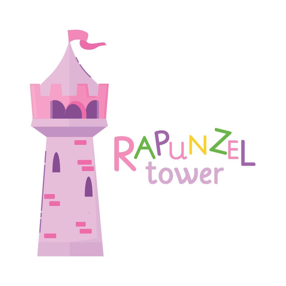 rapunzel toren icoon clip art avatar logotype geïsoleerd vector illustratie