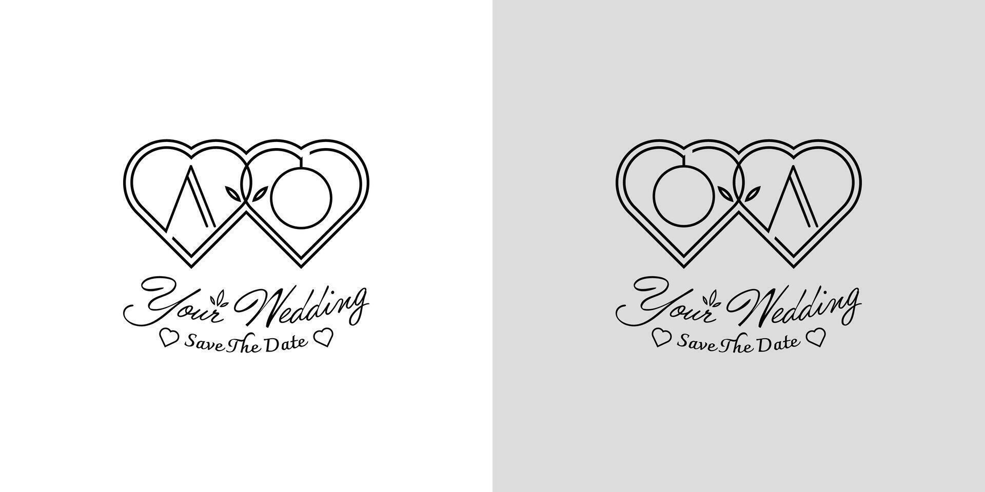 brieven oa en oa bruiloft liefde logo, voor paren met een en O initialen vector