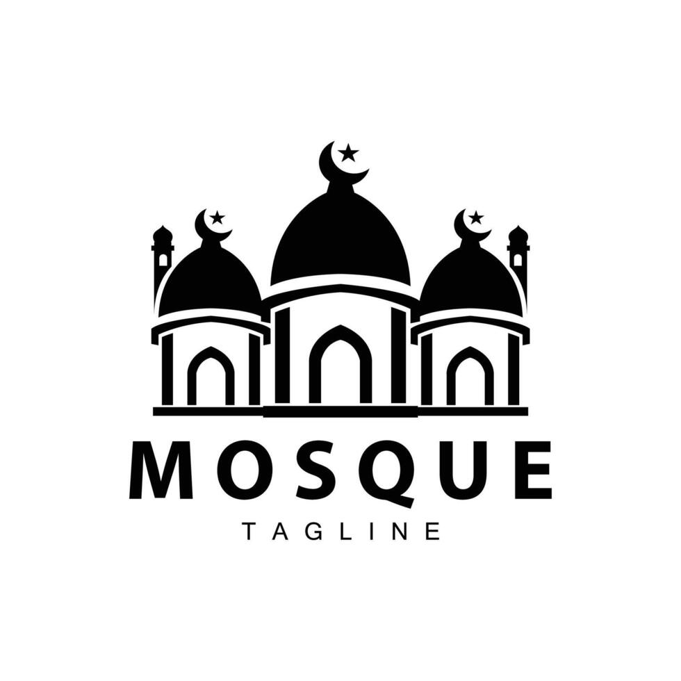 zwart silhouet ontwerp van Islamitisch plaats van aanbidden gemakkelijk modern minimalistische moskee logo sjabloon vector