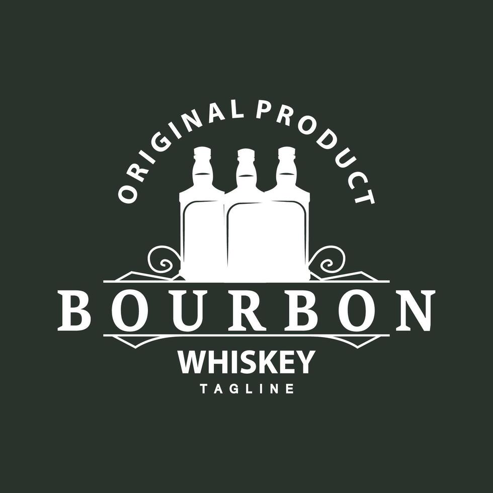 whisky logo ontwerp oud drinken fles gemakkelijk stijl retro wijnoogst bar restaurant sjabloon illustratie vector