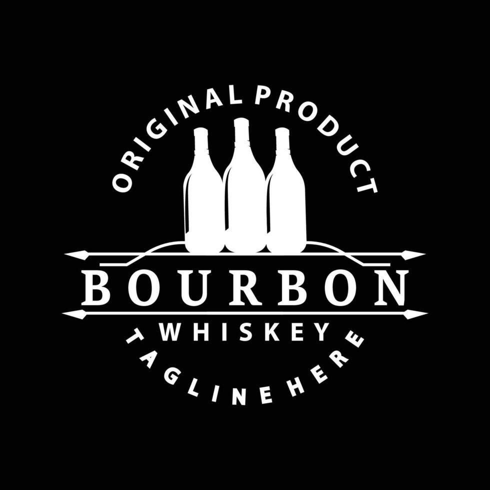 whisky logo ontwerp oud drinken fles gemakkelijk stijl retro wijnoogst bar restaurant sjabloon illustratie vector