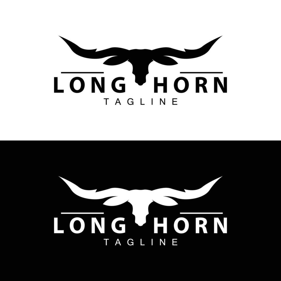 Longhorn logo ontwerp wijnoogst oud stier Texas western land zwart silhouet vector