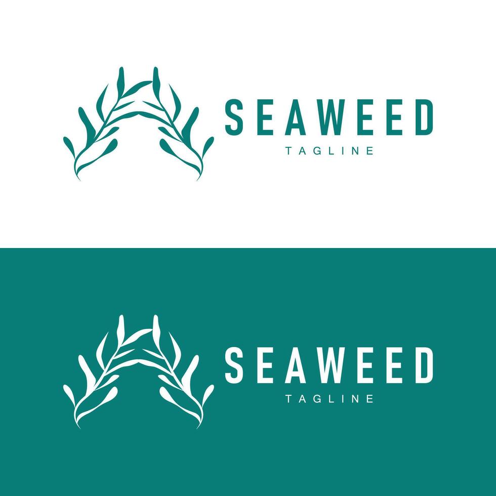 zeewier logo ontwerp onderwater- fabriek illustratie sjabloon vector