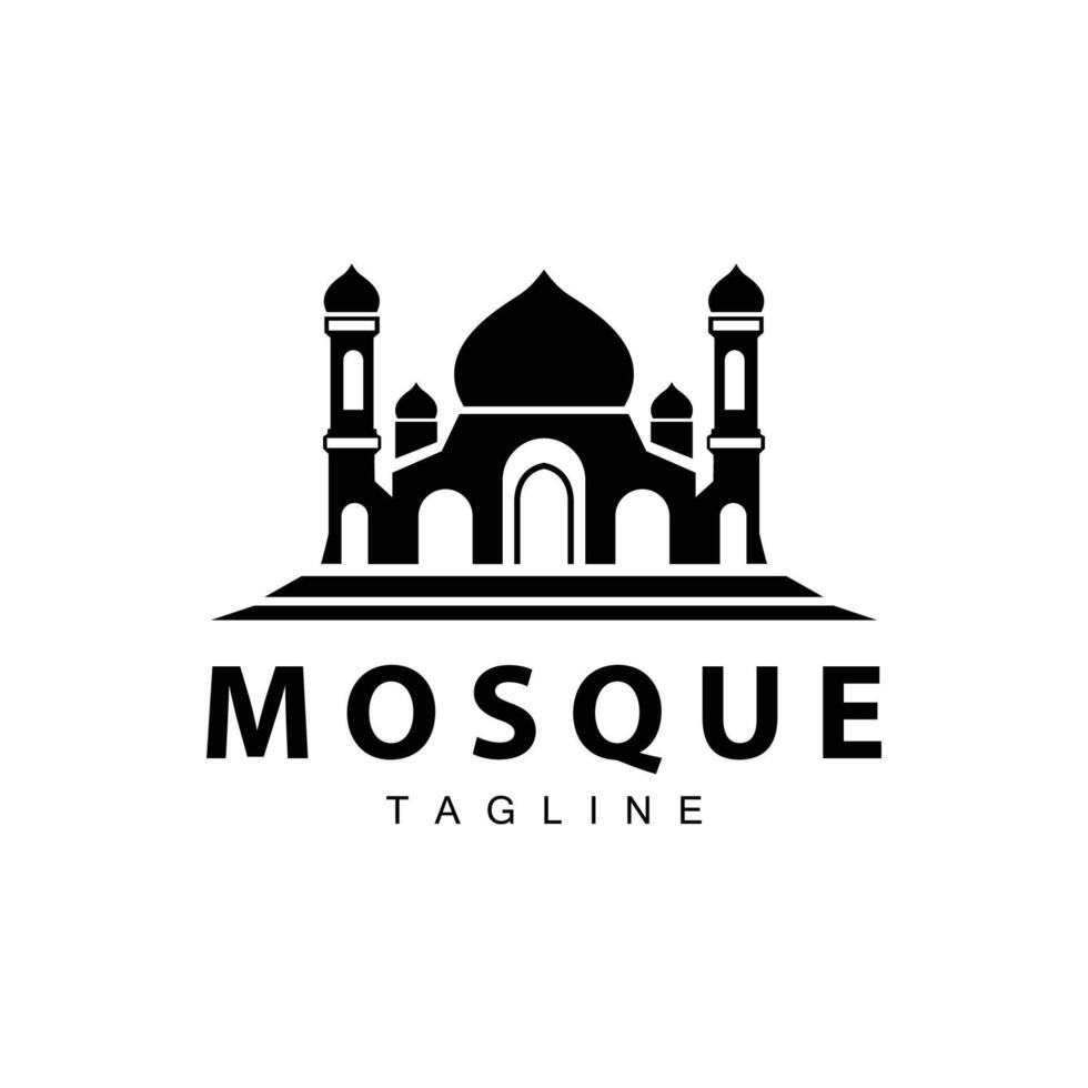 zwart silhouet ontwerp van Islamitisch plaats van aanbidden gemakkelijk modern minimalistische moskee logo sjabloon vector