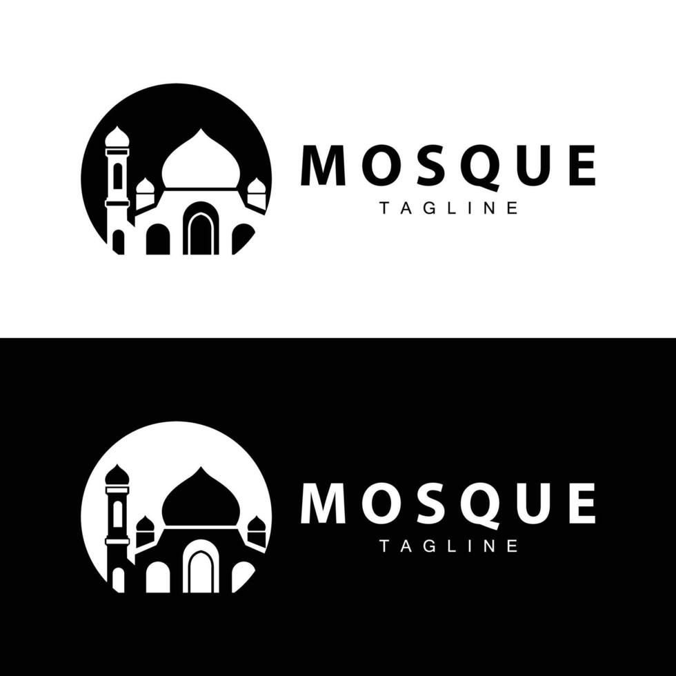 zwart silhouet ontwerp van Islamitisch plaats van aanbidden gemakkelijk modern minimalistische moskee logo sjabloon vector