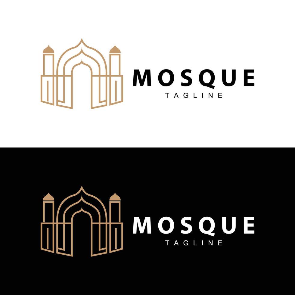zwart silhouet ontwerp van Islamitisch plaats van aanbidden gemakkelijk modern minimalistische moskee logo sjabloon vector