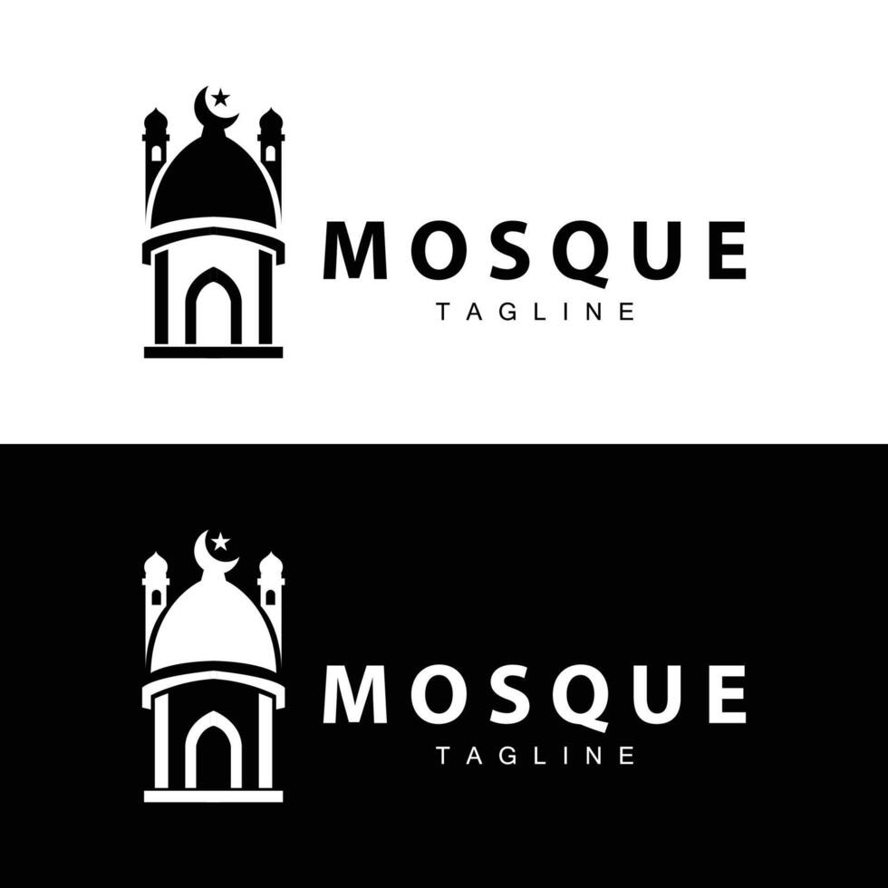 zwart silhouet ontwerp van Islamitisch plaats van aanbidden gemakkelijk modern minimalistische moskee logo sjabloon vector