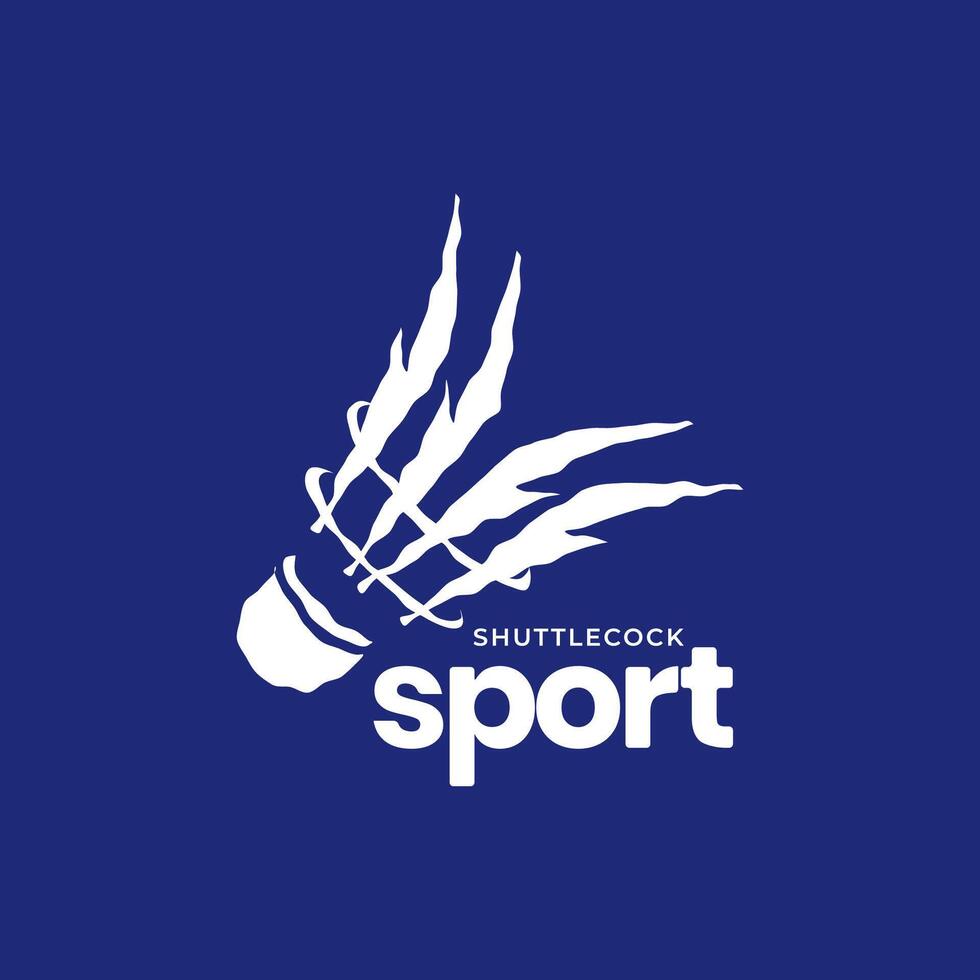 shuttle sport badminton veer ruw stijl logo ontwerp vector icoon illustratie