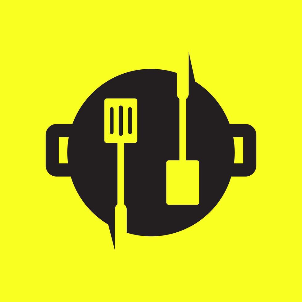 pan spatel keuken Koken vlak gemakkelijk modern minimaal logo ontwerp vector icoon illustratie
