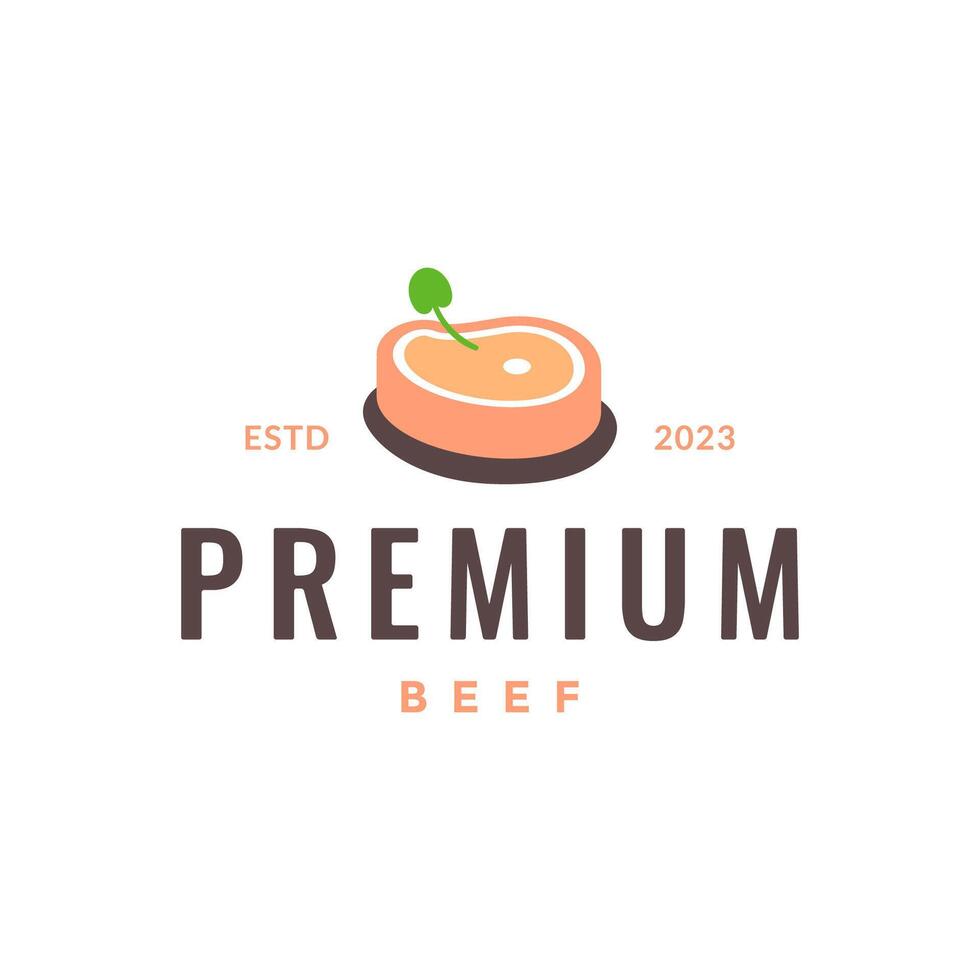 vlees rundvlees plak premie kwaliteit modern gemakkelijk logo ontwerp vector icoon illustratie
