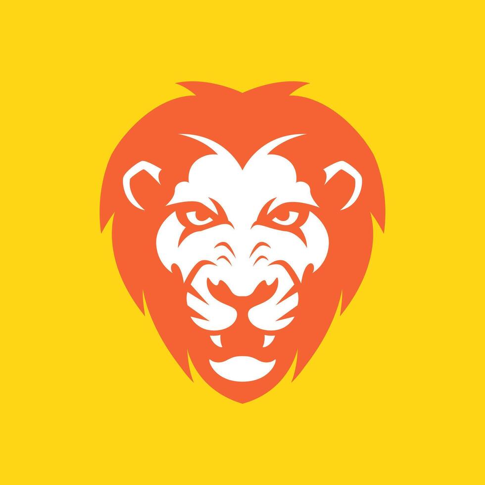 leeuw portret manen hoektand beest dieren in het wild vlak schoon modern kleurrijk mascotte karakter sticker logo ontwerp vector icoon illustratie