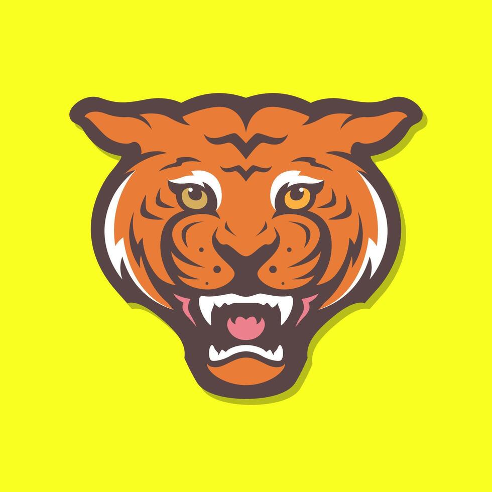 tijger portret brullen beest dieren in het wild carnivoor kleurrijk modern mascotte karakter tekenfilm sticker logo ontwerp vector icoon illustratie