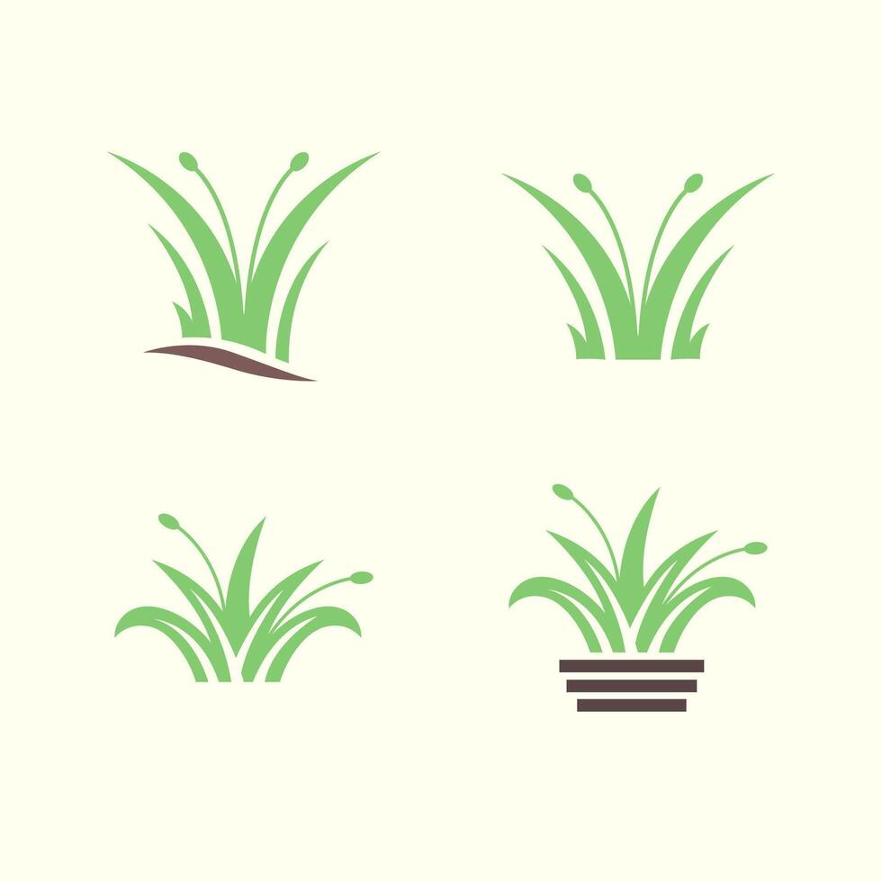 gras fabriek tuin vaas potten reeks verzameling modern groen werf logo ontwerp vector icoon illustratie