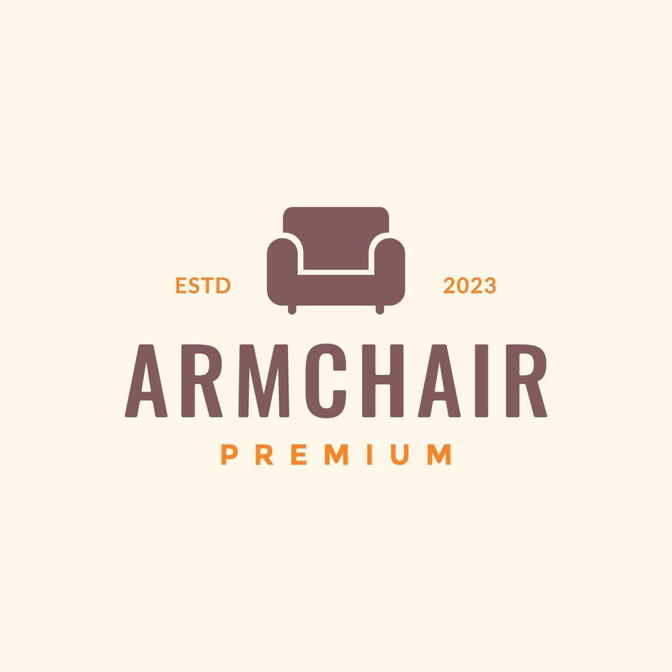 fauteuil leven kamer knus modern meubilair vlak minimalistische logo ontwerp vector icoon illustratie