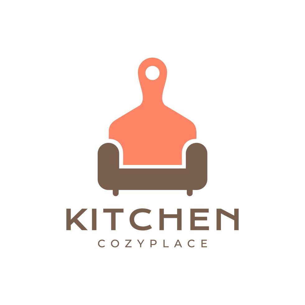 sofa fauteuil restaurant knus plaats voedsel Koken modern minimalistische logo ontwerp vector icoon illustratie