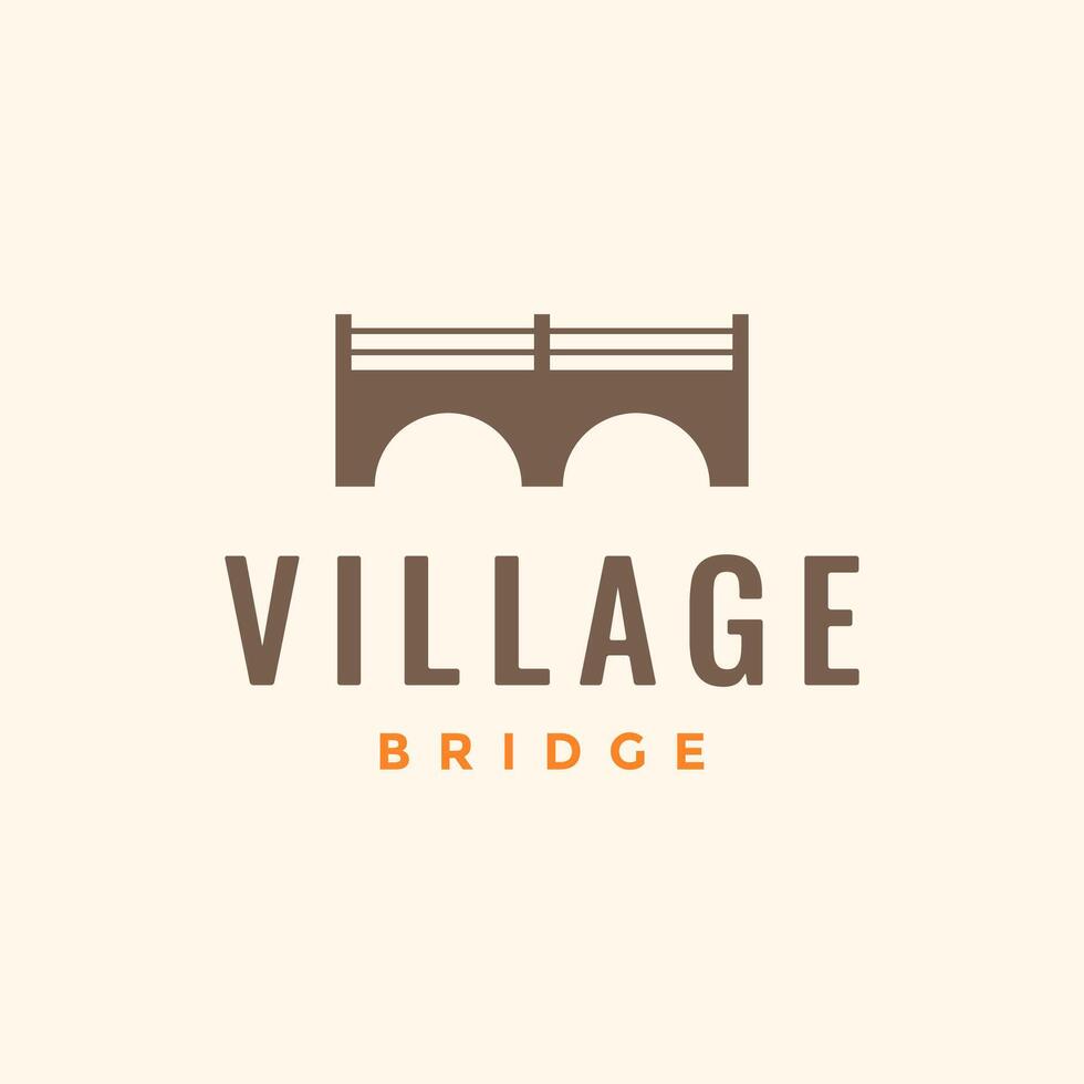 boog brug klassiek bouw legende rivier- dorp hipster logo ontwerp vector icoon illustratie