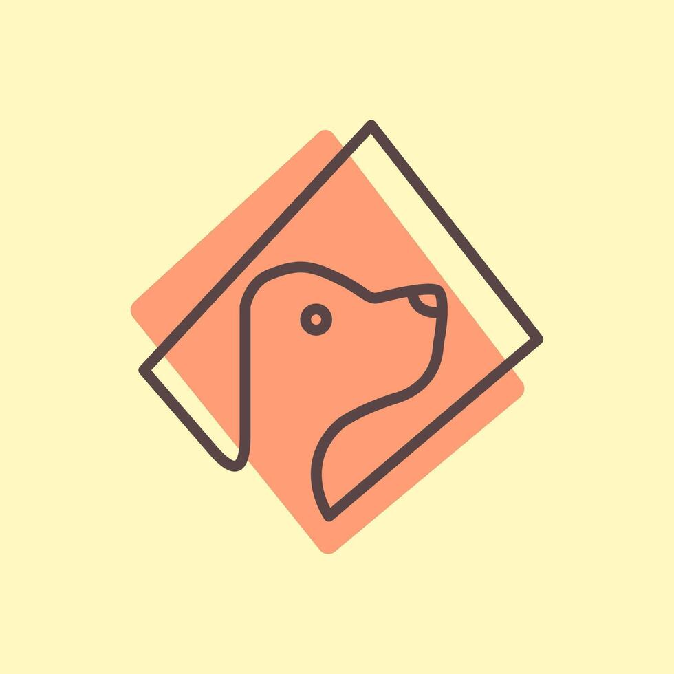 hond portret gezicht plein vorm lijn stijl minimaal mascotte kleurrijk logo ontwerp vector icoon illustratie