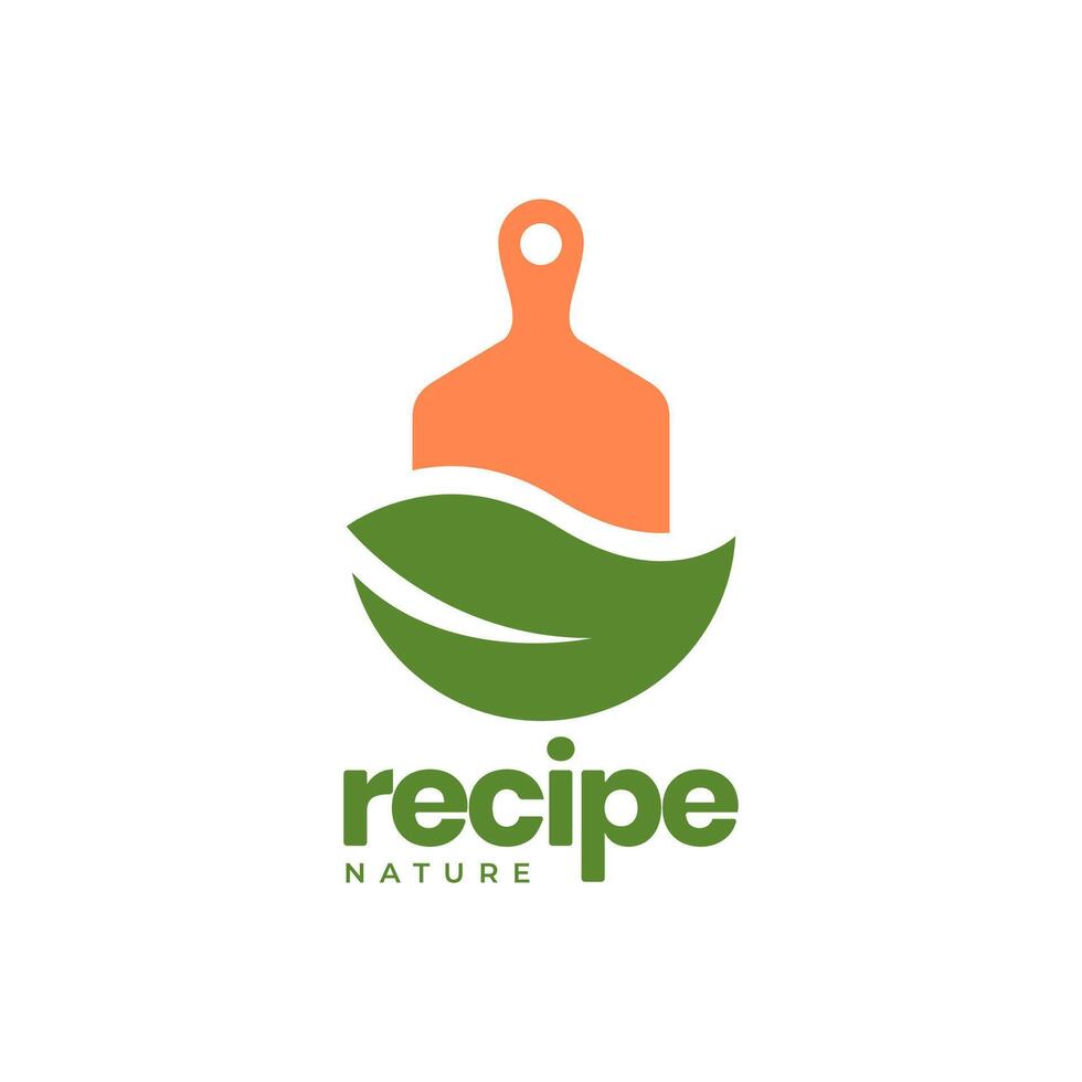 snijdend bord keuken recept keuken bladeren natuur groente gemakkelijk modern schoon logo ontwerp vector illustratie