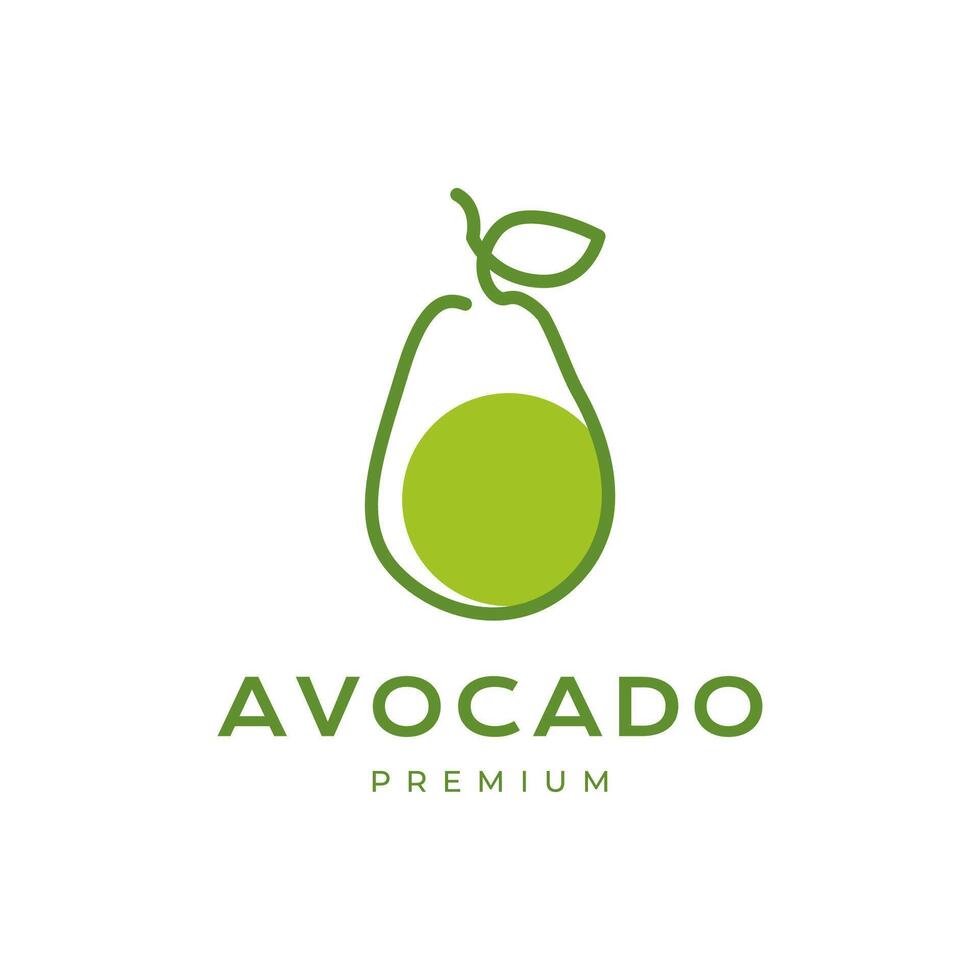 fruit vers avocado lijn stijl modern minimaal kleurrijk logo ontwerp vector icoon illustratie