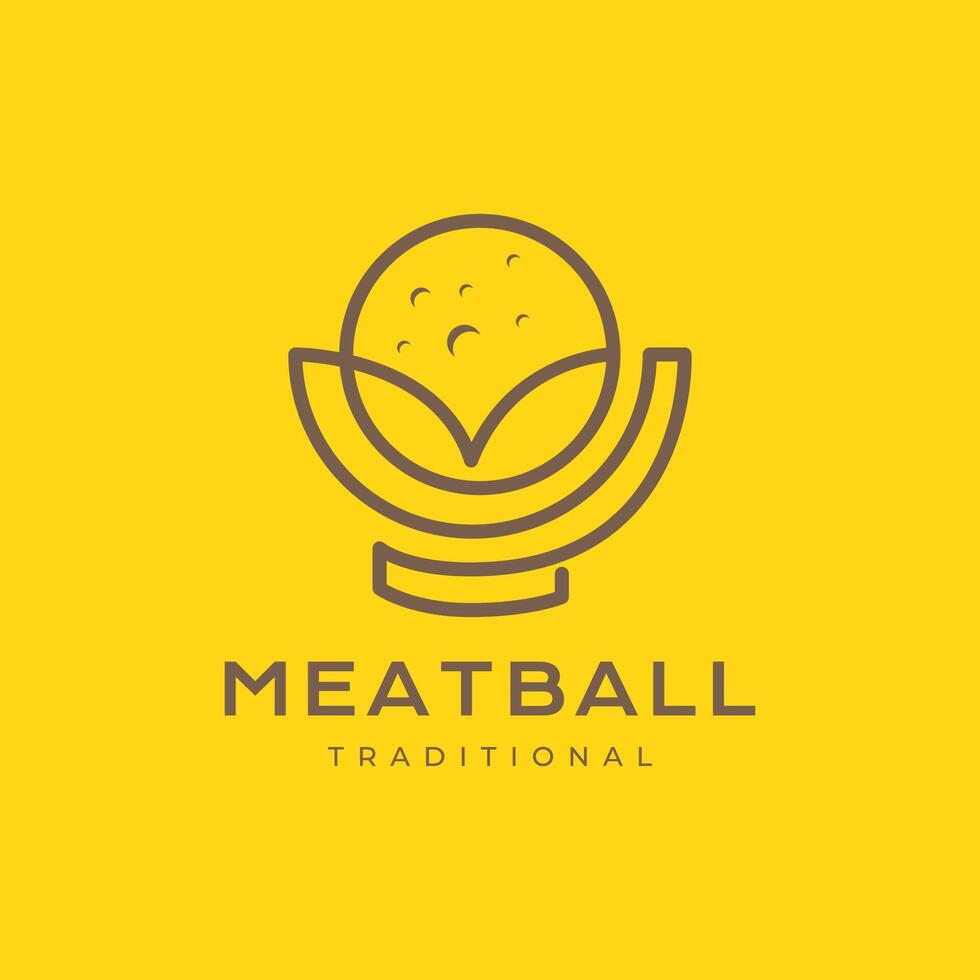 kom gehaktbal keuken lijn stijl minimaal gemakkelijk restaurant rundvlees logo ontwerp vector icoon illustratie