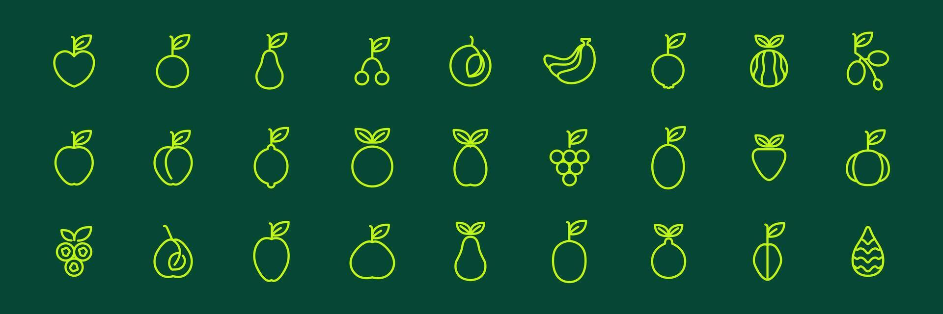 fruit verzameling lijn stijl modern minimaal gemakkelijk icoon reeks logo ontwerp vector illustratie
