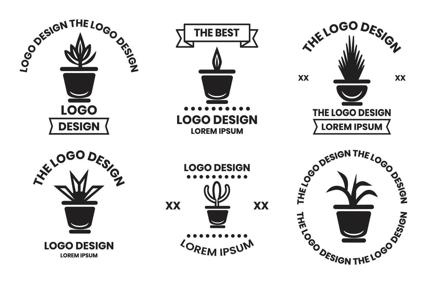 cactus boom logo in modern minimaal stijl vector