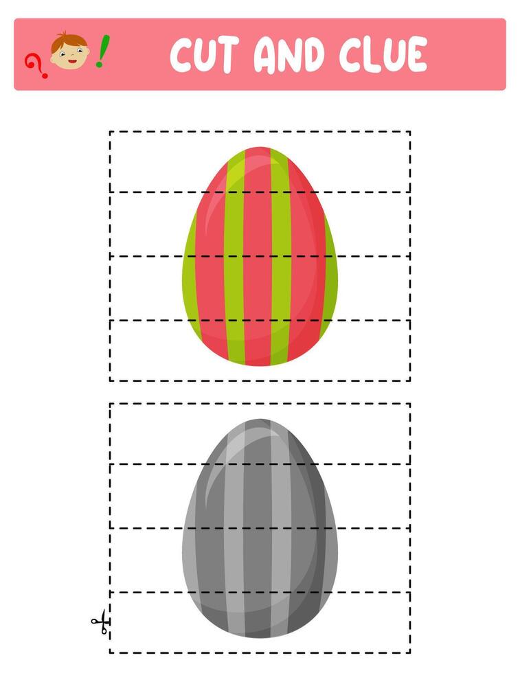 besnoeiing en lijm. Pasen eieren. leerzaam spel voor kinderen vector