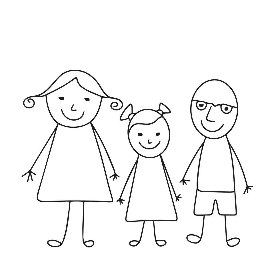 hand- getrokken tekening familie icoon. schets familie clip art. hand- getrokken vector kunst.