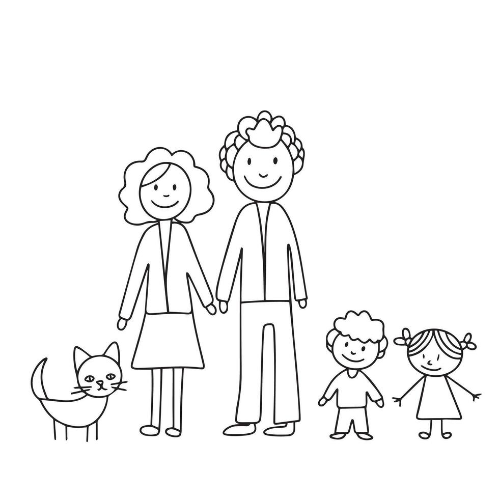 hand- getrokken tekening familie icoon. schets familie clip art. hand- getrokken vector kunst.