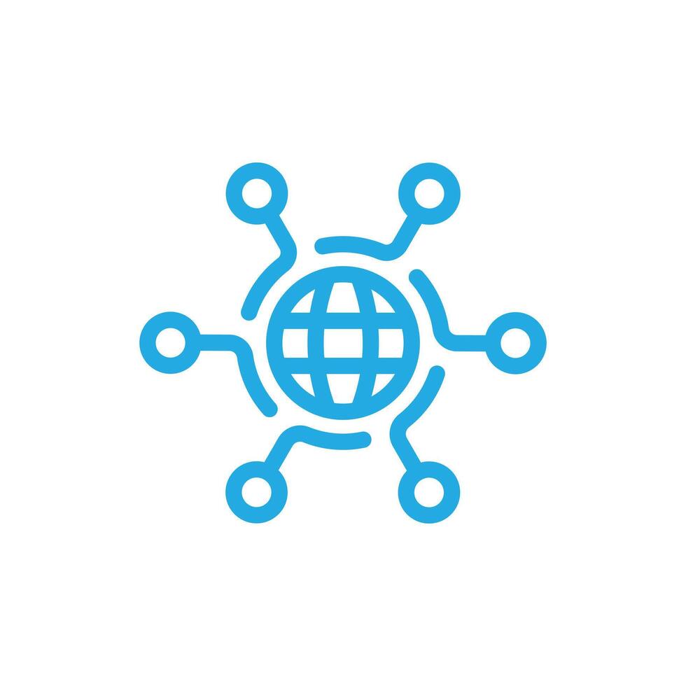 blauw digitaal technologie, sociaal netwerk, globaal aansluiten, gemakkelijk bedrijf logo. icoon Aan wit achtergrond vector