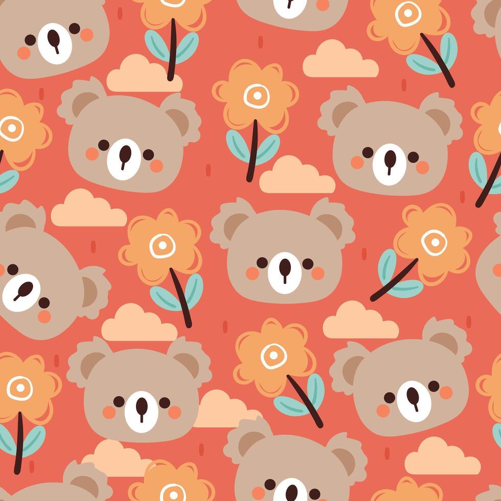 naadloos patroon tekenfilm koala met bloem en fabriek. schattig dier patroon voor geschenk inpakken papier vector