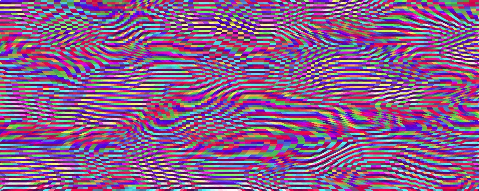 glitch kunst achtergrond. abstract pixel patroon met digitaal lawaai. modern grafisch ontwerp concept met dynamisch lijnen en vervormd oppervlakken en levendig kleuren. retro futuristische uitstraling. vector