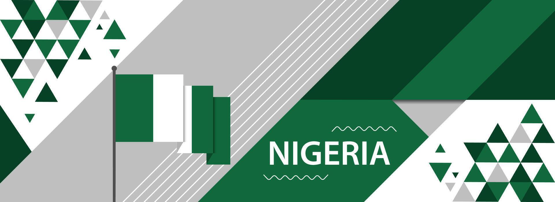 Nigeria nationaal of onafhankelijkheid dag banier ontwerp voor land viering. vlag van Nigeria met modern retro ontwerp en abstract meetkundig pictogrammen. vector illustratie