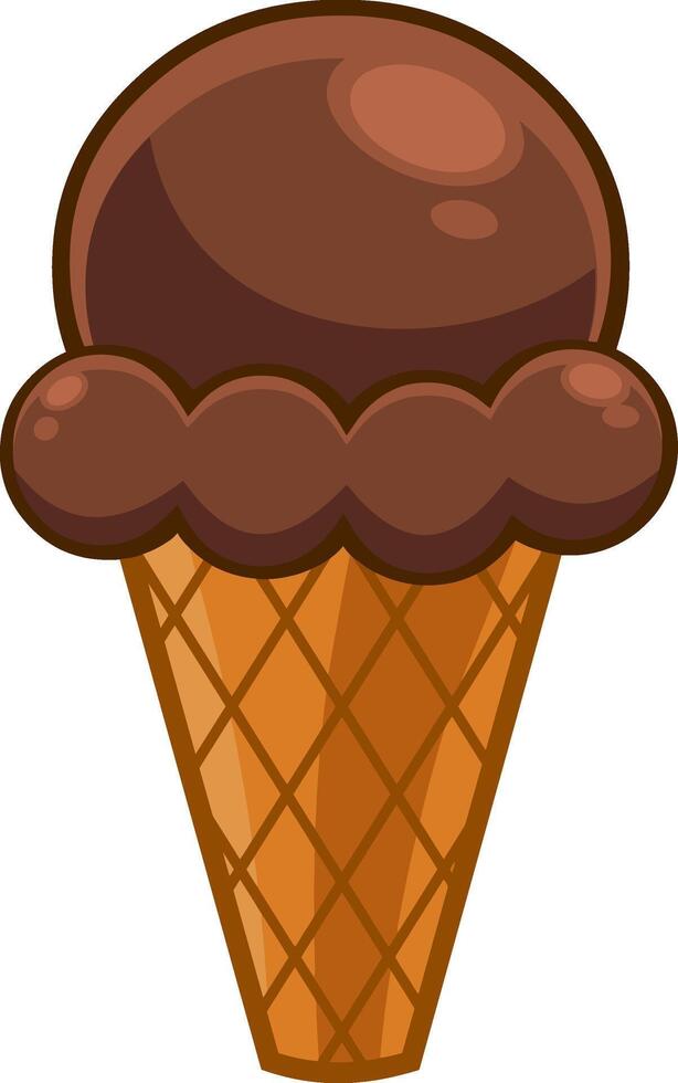 tekenfilm chocola ijs room in de wafel ijshoorntje. vector hand- getrokken illustratie geïsoleerd Aan transparant achtergrond