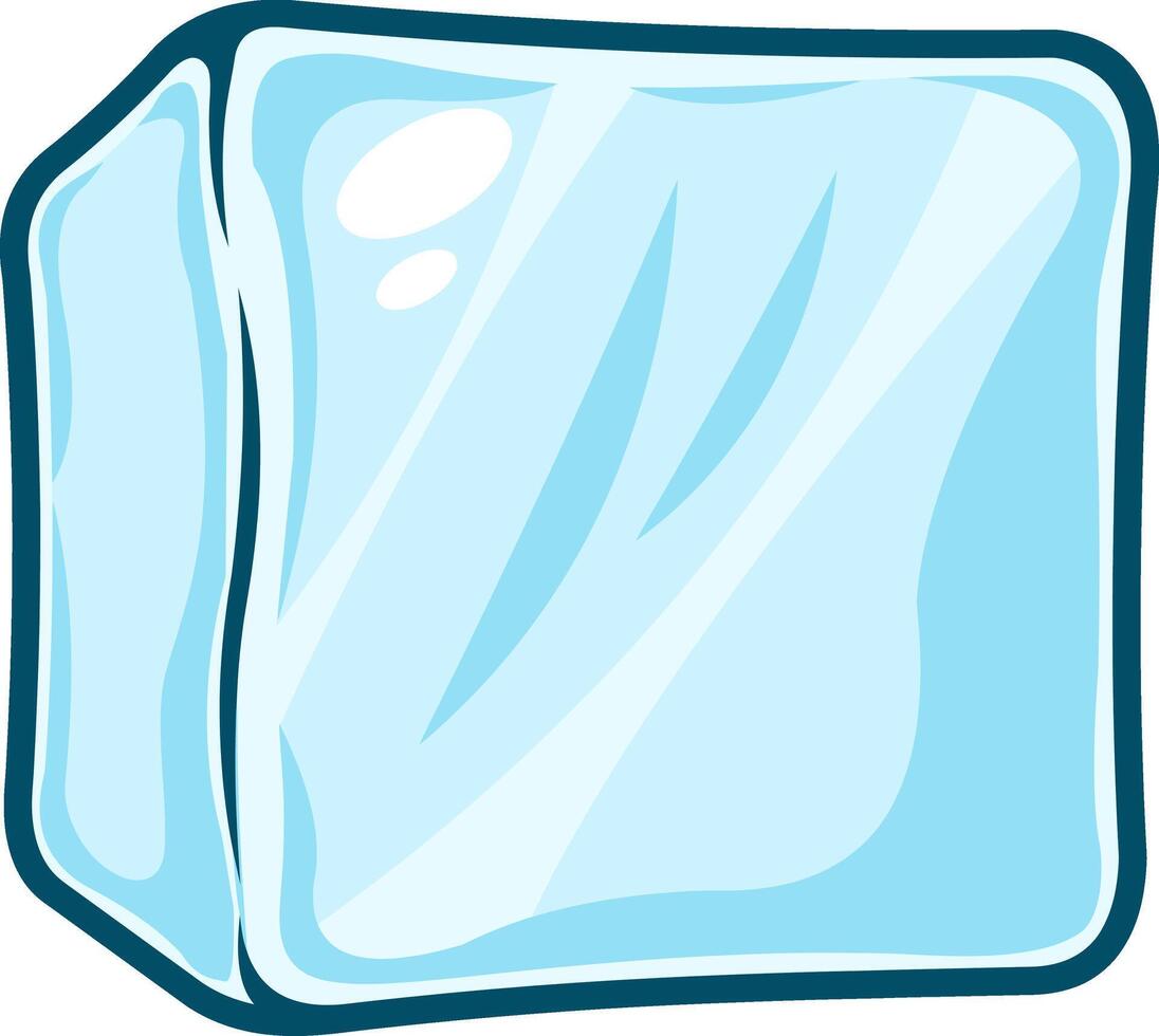 tekenfilm ijs kubus. vector hand- getrokken illustratie geïsoleerd Aan transparant achtergrond
