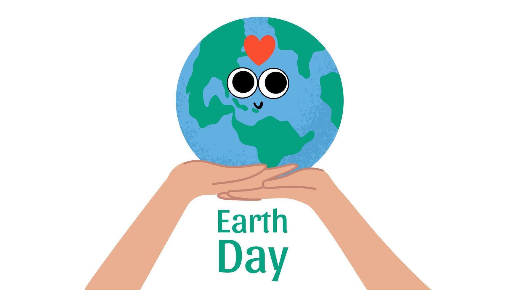 Internationale moeder aarde dag grafisch tekenfilm spandoek. milieu en duurzaamheid achtergrond. liefde planeet concept. vector