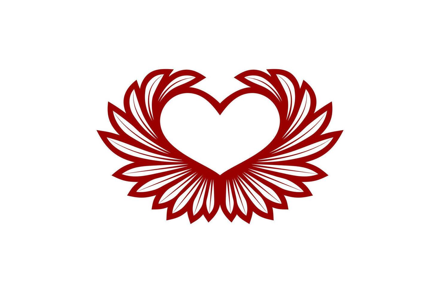 vector illustratie van rood hart met Vleugels Aan wit achtergrond