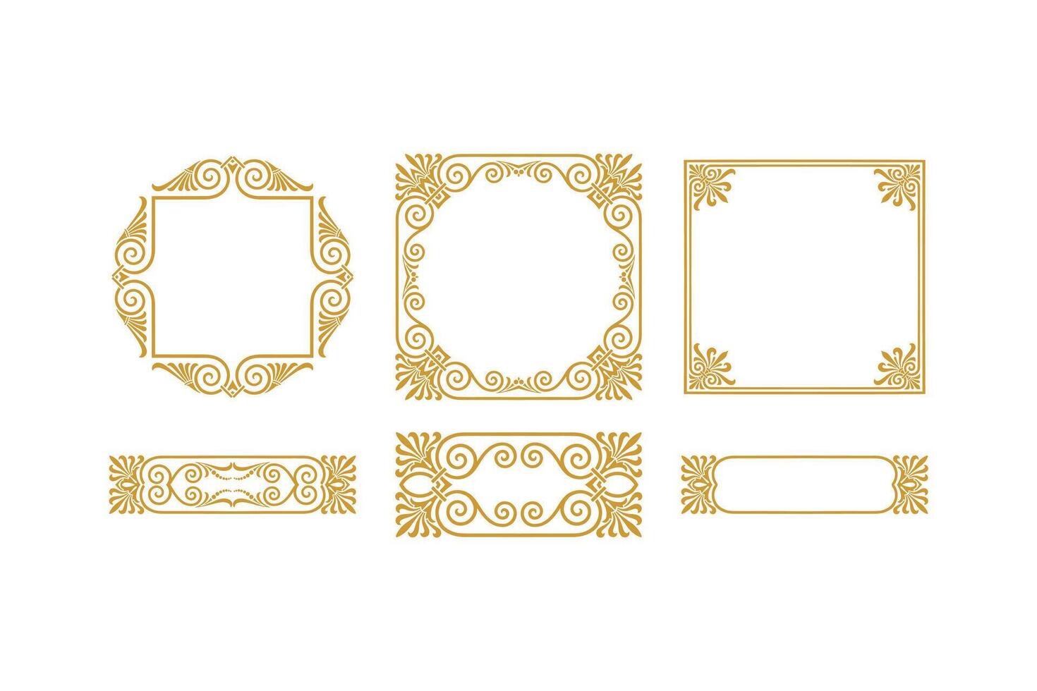 elegant nouveau stijl gouden arabesk kader reeks Aan wit achtergrond vector