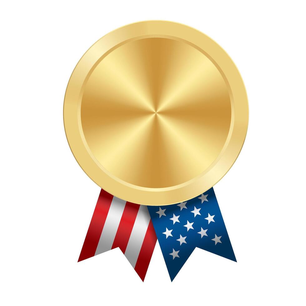 gouden prijs sport medaille met Verenigde Staten van Amerika linten en ster vector