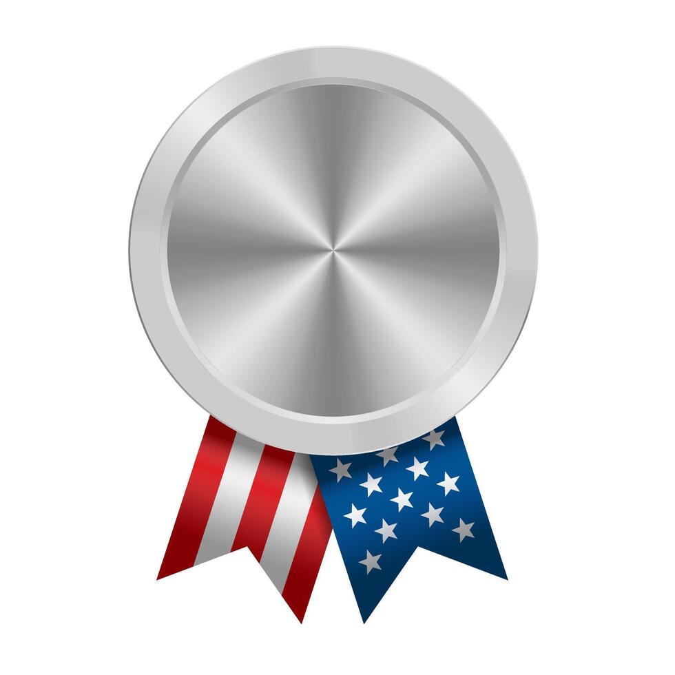zilver prijs sport medaille met Verenigde Staten van Amerika linten en ster vector