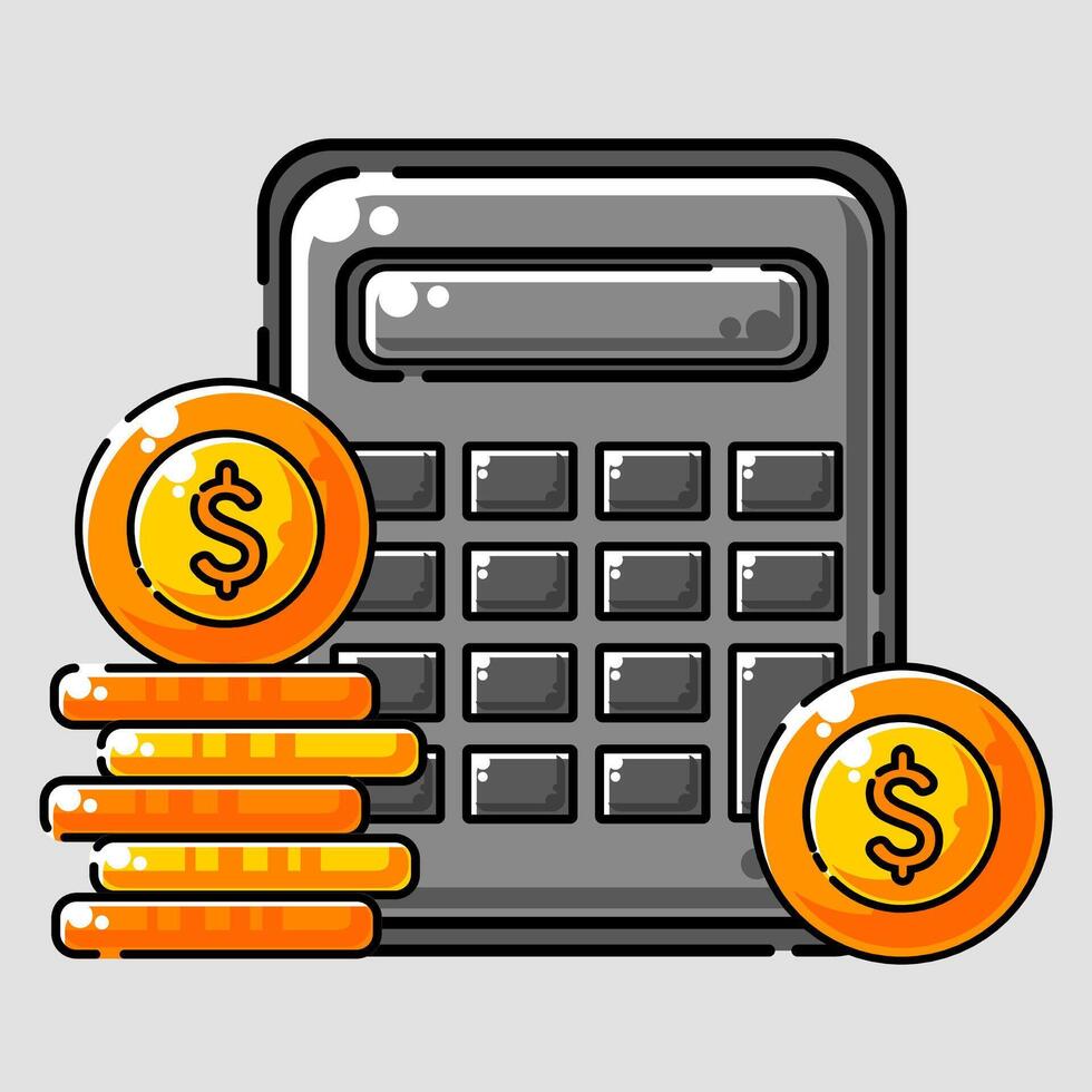 rekenmachine met munten dollar illustratie vector